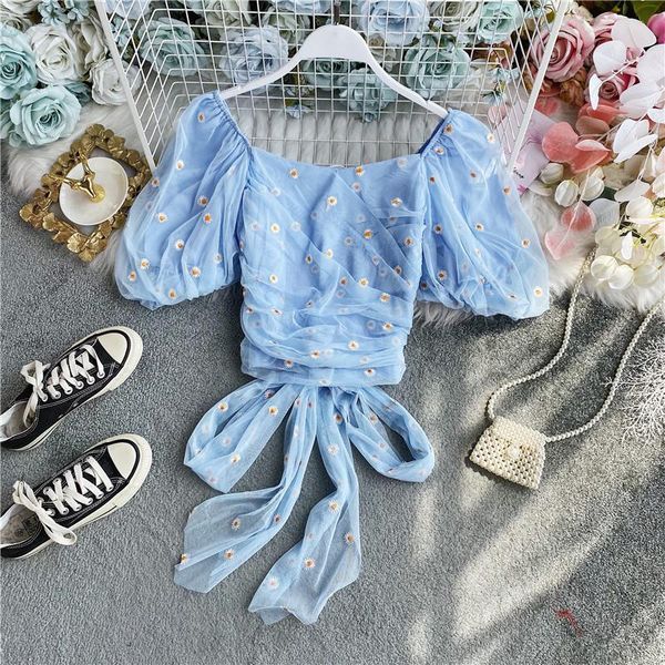 women's blouses & shirts singrain women floral mesh ruched blouse romantic puff sleeve french elegant holiday korean embroidered daisy, White
women's blouses & shirts singrain women floral mesh ruched blouse romantic puff sleeve french elegant holiday korean embroidered daisy, White