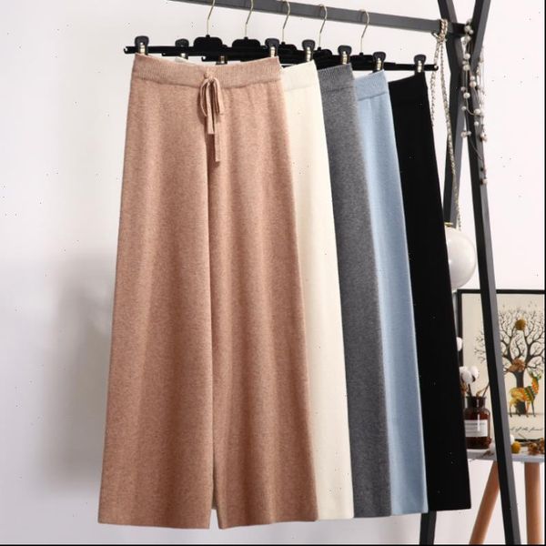 women pants autumn winter thick casual straight female drawstring loose knitted wide leg trousers, Black;white
women pants autumn winter thick casual straight female drawstring loose knitted wide leg trousers, Black;white