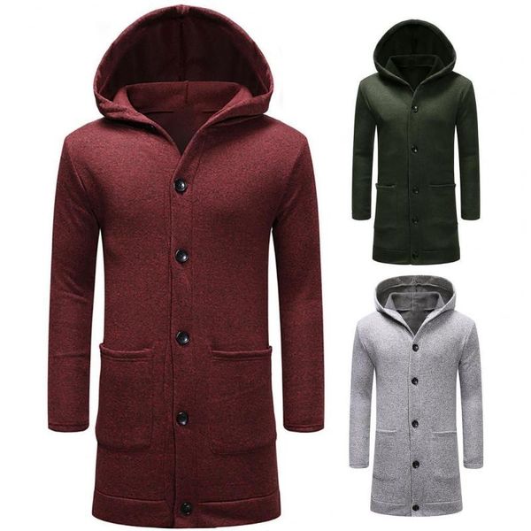men's trench coats buttons closure long sleeve male jacket mid-length hooded two pockets coat outerwear, Tan;black
men's trench coats buttons closure long sleeve male jacket mid-length hooded two pockets coat outerwear, Tan;black