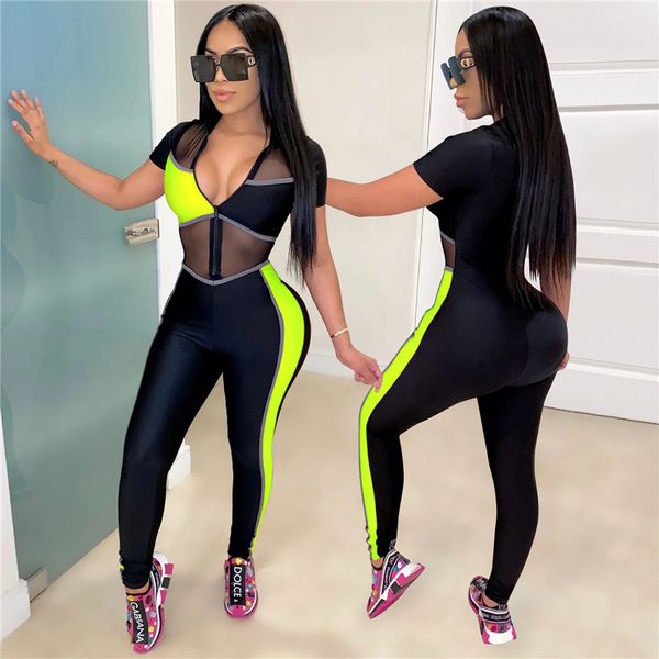 chronstyle mesh sheer see through patchwork jumpsuit 2021 women long sleeve deep v-neck front zipper romper club streetwear, Black;white
chronstyle mesh sheer see through patchwork jumpsuit 2021 women long sleeve deep v-neck front zipper romper club streetwear, Black;white