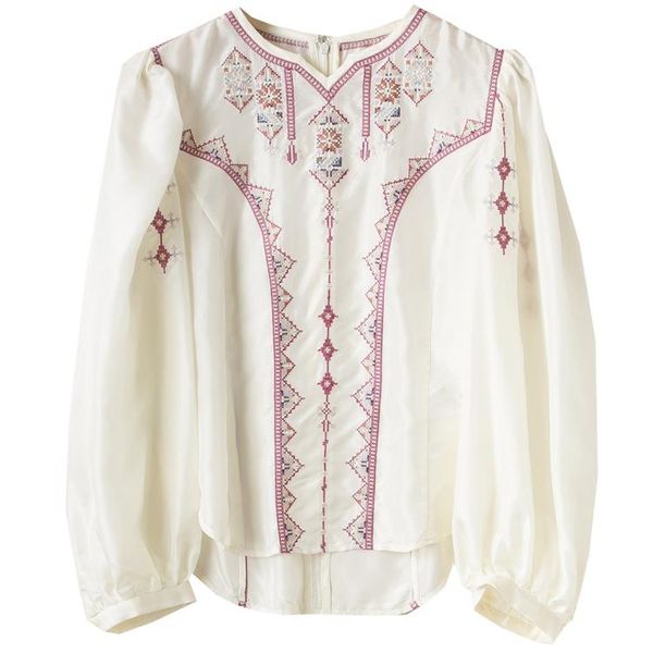 women's blouses & shirts woman grey boho embroidery blouse round neck puff shoulders long sleeves fashion 2021, White
women's blouses & shirts woman grey boho embroidery blouse round neck puff shoulders long sleeves fashion 2021, White