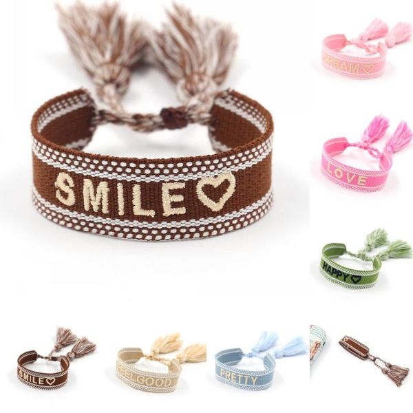 tennis bohemia braided tassel bracelet for women adjustable handmade embroidery letters smile rope bracelets anklet wide cuff jewelry, Golden;silver
tennis bohemia braided tassel bracelet for women adjustable handmade embroidery letters smile rope bracelets anklet wide cuff jewelry, Golden;silver