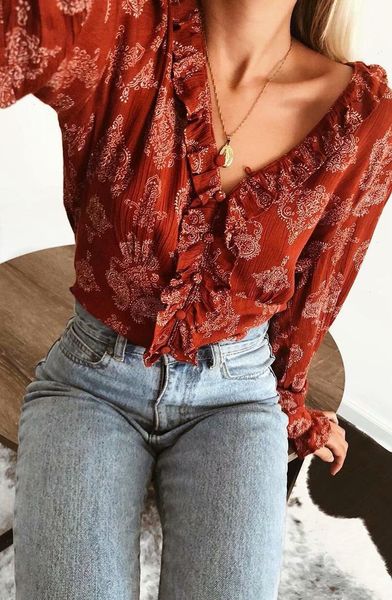 womens shirts v neck ruffle long sleeve corps and blouse winter red print shirt boho buckle short, White
womens shirts v neck ruffle long sleeve corps and blouse winter red print shirt boho buckle short, White