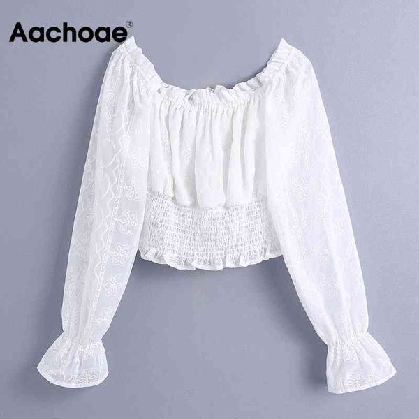 sweet lace embroidery cropped blouse women off shoulder ruffles chic ladies long sleeve elegant white shirt 210413
sweet lace embroidery cropped blouse women off shoulder ruffles chic ladies long sleeve elegant white shirt 210413