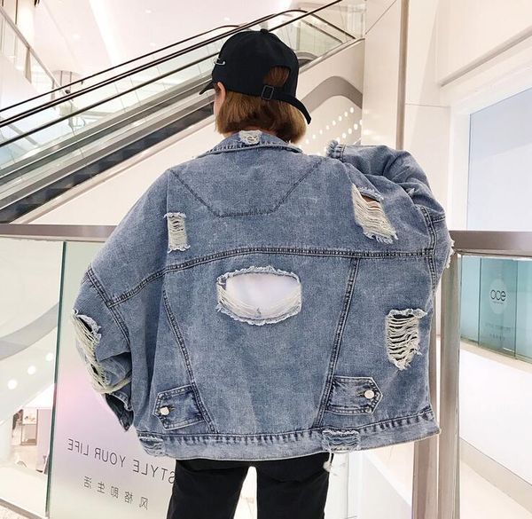 spring and autumn korean bf wind hole denim jacket female loose women's jackets, Black;brown
spring and autumn korean bf wind hole denim jacket female loose women's jackets, Black;brown