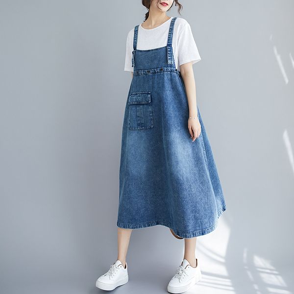johnature strap denim loose plus size spring dress casual vintage solid color all-match women dresses 210521, Black;gray
johnature strap denim loose plus size spring dress casual vintage solid color all-match women dresses 210521, Black;gray