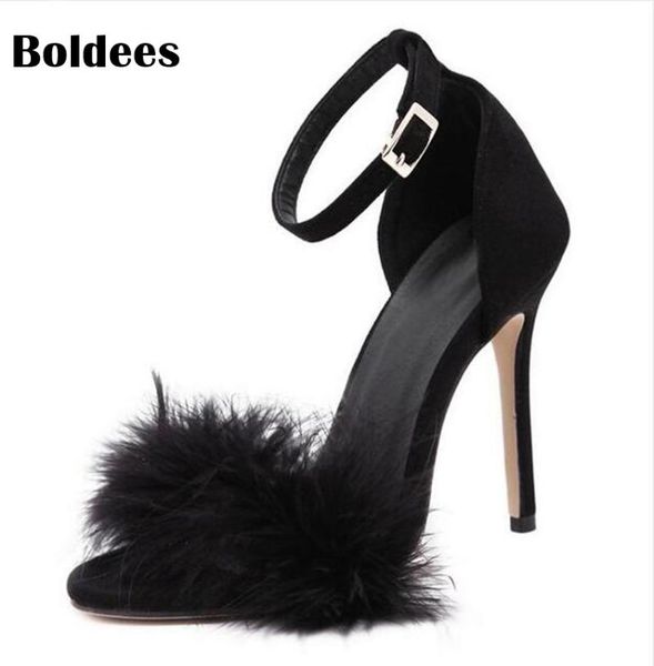 buckle style heel fur sandals woman beautiful decorated open toe ol thin dress shoes, Black
buckle style heel fur sandals woman beautiful decorated open toe ol thin dress shoes, Black