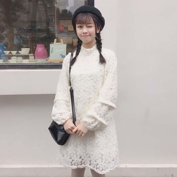 casual dresses spring and autumn fashion japanese sweet mori girl loose was thin lace hollow girls dress lolita white pink black, Black;gray
casual dresses spring and autumn fashion japanese sweet mori girl loose was thin lace hollow girls dress lolita white pink black, Black;gray