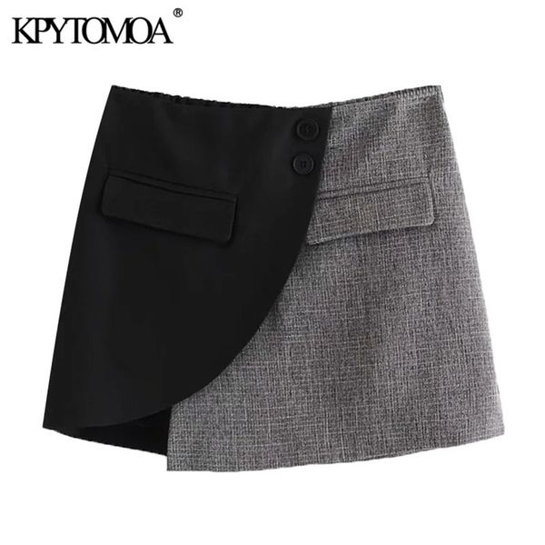 women chic fashion patchwork asymmetric mini skirt vintage high waist back zipper female skirts mujer 210420, Black
women chic fashion patchwork asymmetric mini skirt vintage high waist back zipper female skirts mujer 210420, Black