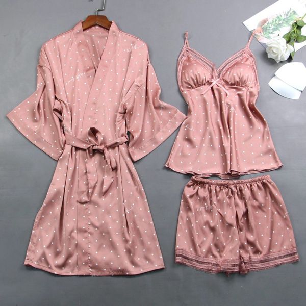 2021 women pajamas 3 pieces satin sleepwear pijama with chest pads spaghetti strap lace silk sleep lounge nightwear pyjama, Black;red
2021 women pajamas 3 pieces satin sleepwear pijama with chest pads spaghetti strap lace silk sleep lounge nightwear pyjama, Black;red