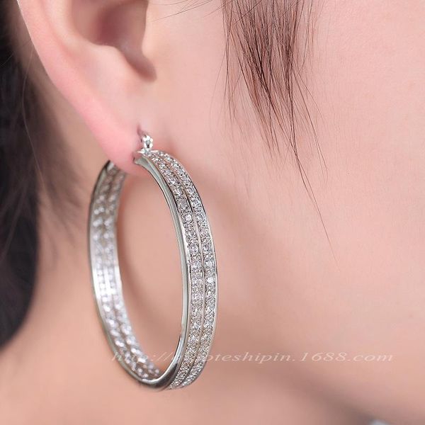 dangle & chandelier inlaid zircon exaggerated round women's fashion earrings, Silver
dangle & chandelier inlaid zircon exaggerated round women's fashion earrings, Silver