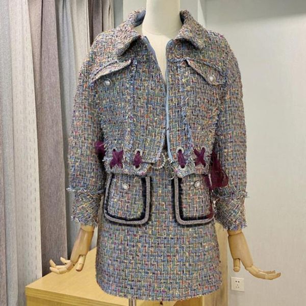 women's wool & blends small fragrance autumn tweed weaven coat+high waist a-line women french style two pece sets, Black
women's wool & blends small fragrance autumn tweed weaven coat+high waist a-line women french style two pece sets, Black
