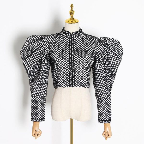 women's jackets 2021 street style fashion trend round neck puff sleeve slim skinny all-match short jacket women, Black;brown
women's jackets 2021 street style fashion trend round neck puff sleeve slim skinny all-match short jacket women, Black;brown