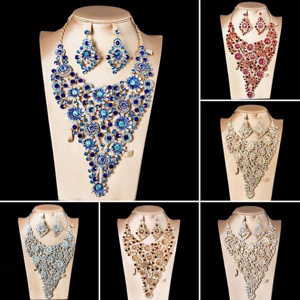 earrings & necklace statement jewelry set bridal african wedding party dubai choker fashion women rhinestone collar, Silver
earrings & necklace statement jewelry set bridal african wedding party dubai choker fashion women rhinestone collar, Silver
