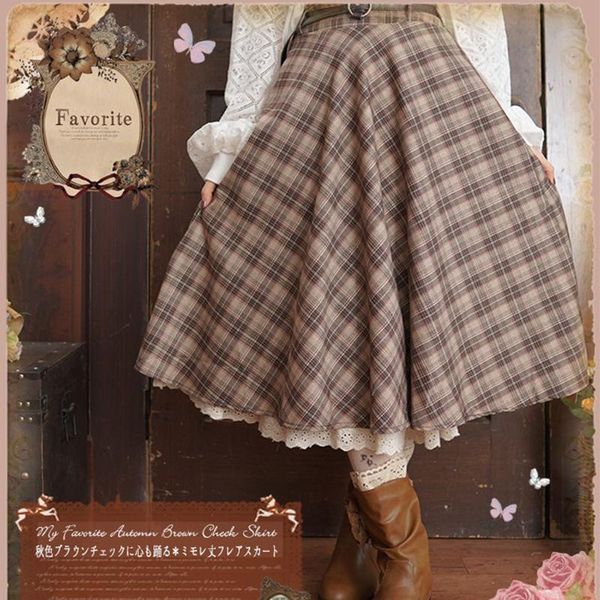 skirts mori girl vintage plaid skirt women autunm retro sashes knee length skrit brown check ladies clothing twill t610, Black
skirts mori girl vintage plaid skirt women autunm retro sashes knee length skrit brown check ladies clothing twill t610, Black
