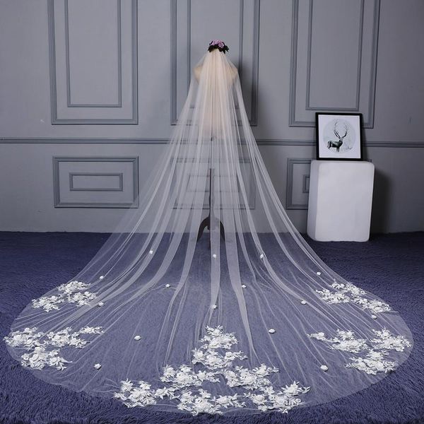 bridal veils elegant bride shallow ivory applique tulle 3 meters veu de noiva long wedding accessories lace veil, Black
bridal veils elegant bride shallow ivory applique tulle 3 meters veu de noiva long wedding accessories lace veil, Black