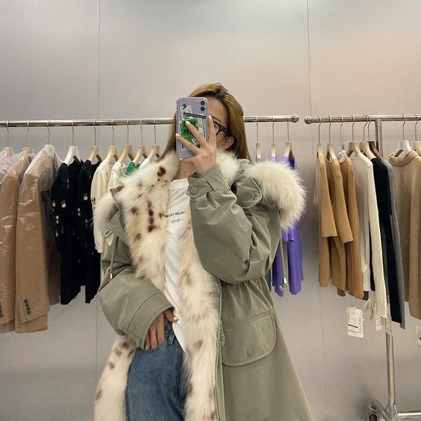 women's fur & faux 2021 winter warm jacket mid-length raccoon cap collar parkas women placket rex liner real coat, Black
women's fur & faux 2021 winter warm jacket mid-length raccoon cap collar parkas women placket rex liner real coat, Black