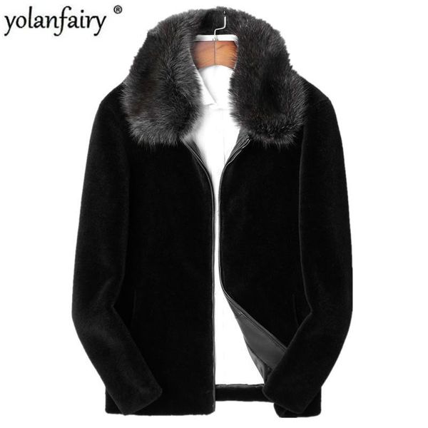 men's leather & faux real sheep shearling fur coat winter jacket men raccoon collar 100% wool coats plus size 4xl manteau lsy088305 my1, Black
men's leather & faux real sheep shearling fur coat winter jacket men raccoon collar 100% wool coats plus size 4xl manteau lsy088305 my1, Black