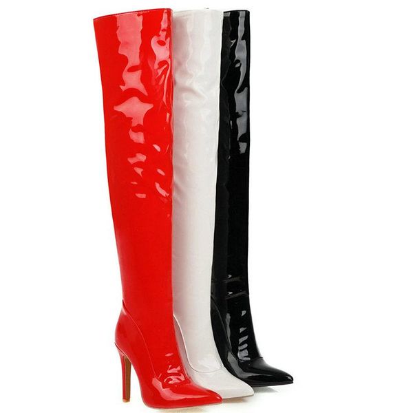 boots ladies thigh fashion patent leather knight female autumn winter warm super high heel pointed zipper women shoes, Black
boots ladies thigh fashion patent leather knight female autumn winter warm super high heel pointed zipper women shoes, Black