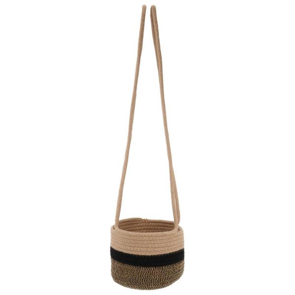 cotton rope woven plant pot foldable hanging planter decor for home office storage baskets