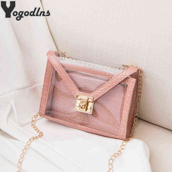 shopping bags fashion single shoulder women chain design portable handbag purse transparent crossbody jelly for girl220307 
shopping bags fashion single shoulder women chain design portable handbag purse transparent crossbody jelly for girl220307