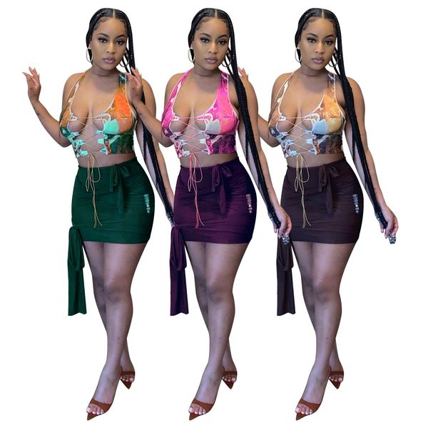 2 piece dress matching set lace up hollow tank crop slim fit mini skirts women's clothes summer beachwear club party outfits, White
2 piece dress matching set lace up hollow tank crop slim fit mini skirts women's clothes summer beachwear club party outfits, White