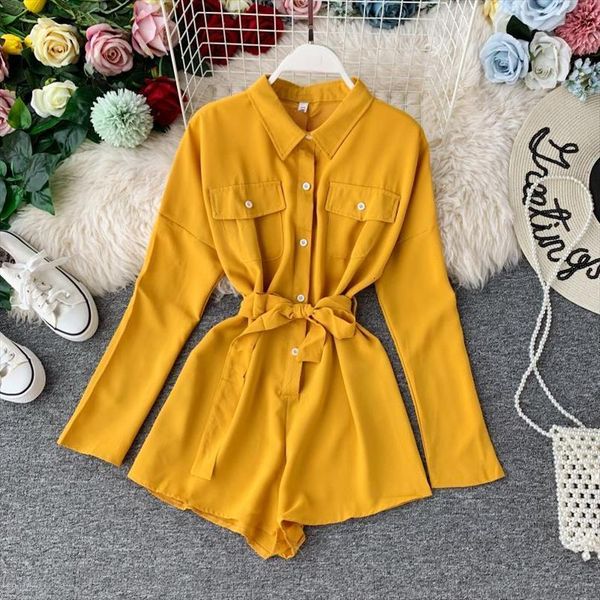 overalls solid causal womens jumpsuit long sleeve autumn fashion yellow shorts korean ladies slim bodysuits, Black;white
overalls solid causal womens jumpsuit long sleeve autumn fashion yellow shorts korean ladies slim bodysuits, Black;white