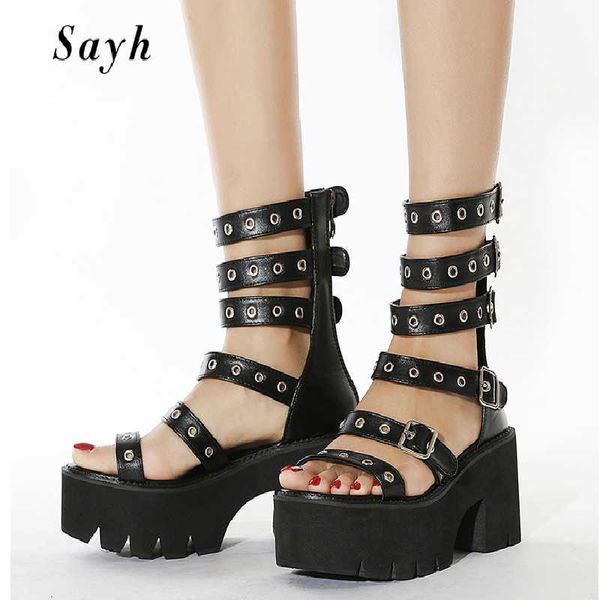 women's summer sandals punk rome open toe platform high-heel boots buckle shoes size plus dress, Black
women's summer sandals punk rome open toe platform high-heel boots buckle shoes size plus dress, Black