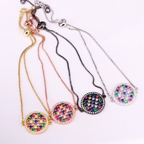 link, chain 6pcs, rainbow slider link lady girl bracelets micro pave cz colorful zirconia charm round, Black
link, chain 6pcs, rainbow slider link lady girl bracelets micro pave cz colorful zirconia charm round, Black