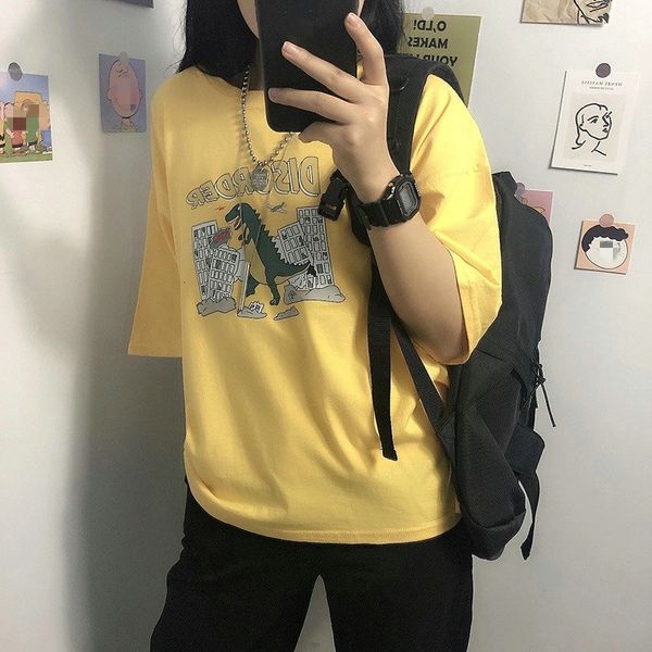 tracksuits dinosaur printed cotton t-shirt around the minimalist neck kpop big fashion women's clothes girls't-shirts, Gray
tracksuits dinosaur printed cotton t-shirt around the minimalist neck kpop big fashion women's clothes girls't-shirts, Gray