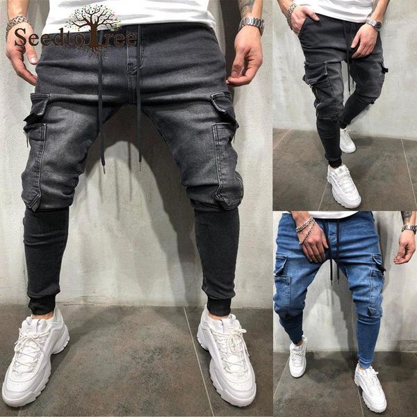 men's jeans casual big pocket sports trousers drawstring pants denim, Blue
men's jeans casual big pocket sports trousers drawstring pants denim, Blue