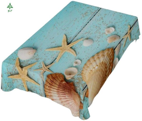 table cloth tablecloth seashells starfish prints dining room kitchen picnic party