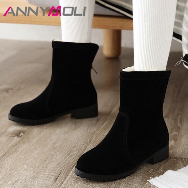 boots annymoli snow woman med heel shoes zip block short round toe ankle female footwear fur warm winter 33-46, Black
boots annymoli snow woman med heel shoes zip block short round toe ankle female footwear fur warm winter 33-46, Black