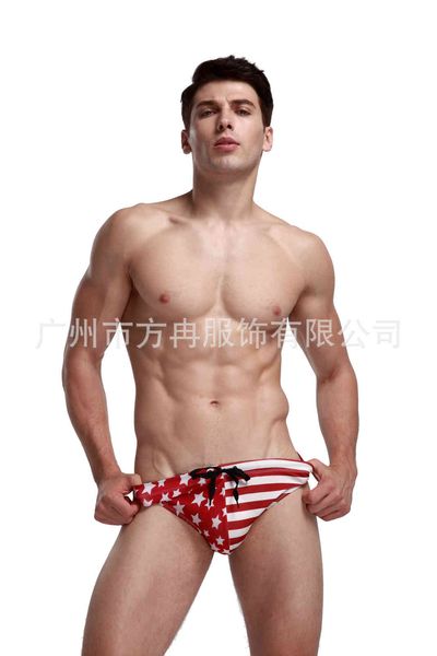 american new popular lace up swimming trunks flag printed beach sports pants men's briefs, White;black
american new popular lace up swimming trunks flag printed beach sports pants men's briefs, White;black
