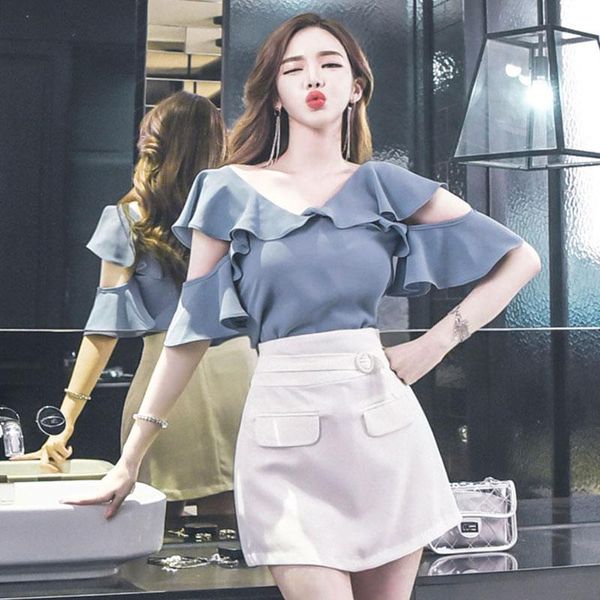 women's blouses & shirts coigarsam fashion ruffles blouse women summer office lady chiffon blusas womens and pale blue 938, White
women's blouses & shirts coigarsam fashion ruffles blouse women summer office lady chiffon blusas womens and pale blue 938, White