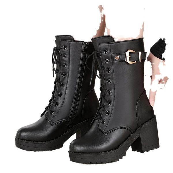 winter high-heeled genuine leather women boots thick wool warm military high-quality female snow, Black
winter high-heeled genuine leather women boots thick wool warm military high-quality female snow, Black