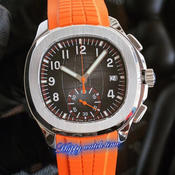 version 5968a-001 watches black date dial silver steel case ch28 self-winding chronograph movement orange rubber strap sport mens watch, Slivery;brown
version 5968a-001 watches black date dial silver steel case ch28 self-winding chronograph movement orange rubber strap sport mens watch, Slivery;brown
