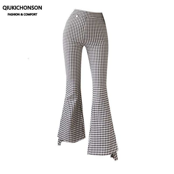 women's pants & capris vintage asymmetric bell bottom plaid flared women summer trousers high waist slim elastic fitness checkered, Black;white
women's pants & capris vintage asymmetric bell bottom plaid flared women summer trousers high waist slim elastic fitness checkered, Black;white