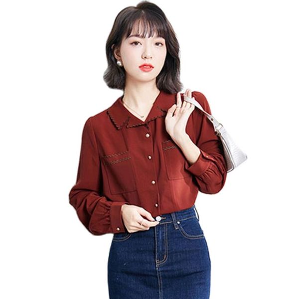 women's blouses & shirts spring vintage turn-down collar chiffon blouse women fashion red long sleeve office lady 2021, White
women's blouses & shirts spring vintage turn-down collar chiffon blouse women fashion red long sleeve office lady 2021, White