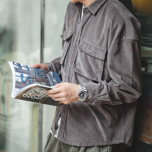 men's jackets maden male vintage tool shirt, velvet shirt with many pockets, collar turned down, casual high street jacket oo8b, Black;brown
men's jackets maden male vintage tool shirt, velvet shirt with many pockets, collar turned down, casual high street jacket oo8b, Black;brown
