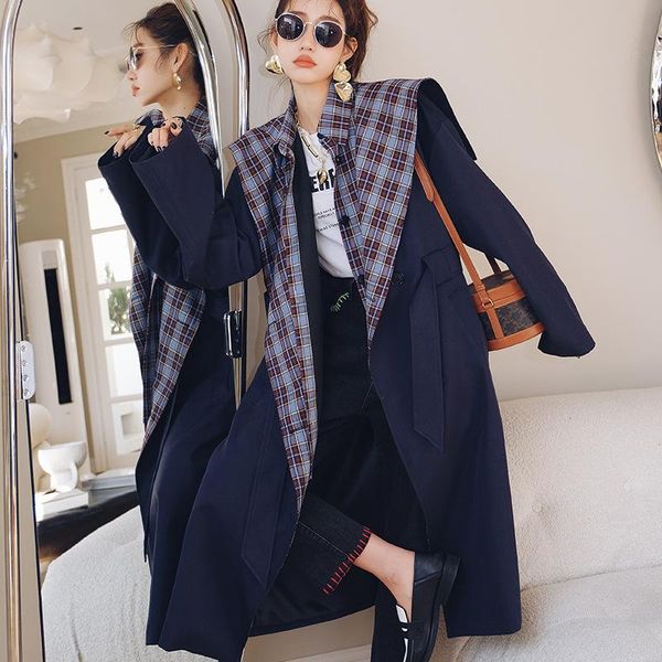 women's trench coats 2021 spring street fake two plaid loose large medium length windbreaker coat s8788, Tan;black
women's trench coats 2021 spring street fake two plaid loose large medium length windbreaker coat s8788, Tan;black
