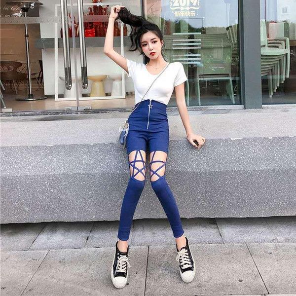 zipper women straight jeans high waist ripped holes pencil pants female elastic skinny stretchy denim trousers a25 women's, Blue
zipper women straight jeans high waist ripped holes pencil pants female elastic skinny stretchy denim trousers a25 women's, Blue