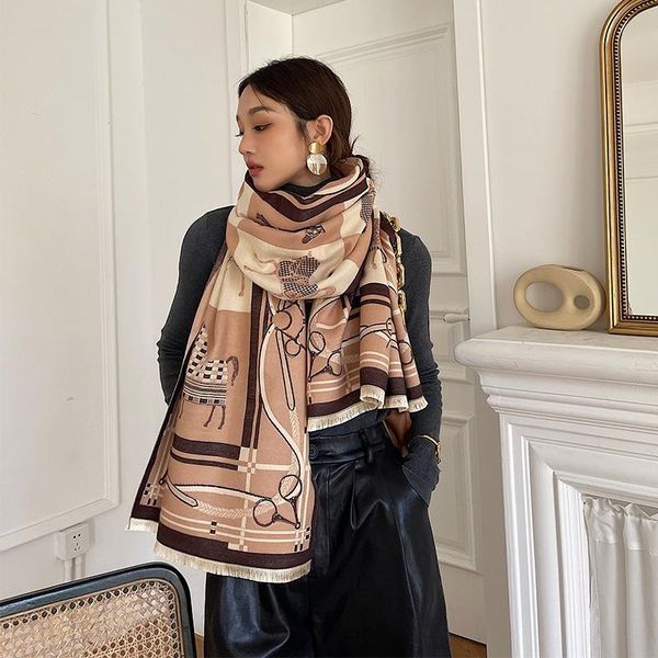 scarves winter cashmere scarf women design print horse shawl wrap pashmina warm thick blanket female echarpe, Blue;gray
scarves winter cashmere scarf women design print horse shawl wrap pashmina warm thick blanket female echarpe, Blue;gray