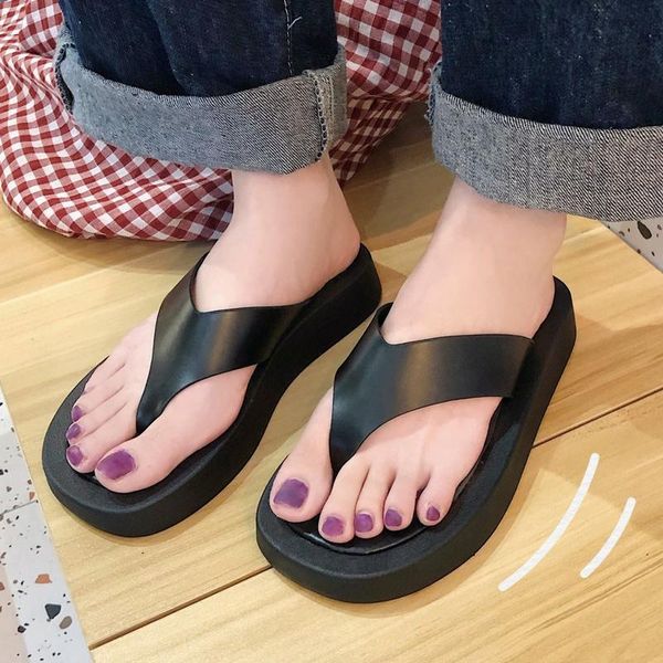 slippers summer trend flip flops thick flat platform leather outdoor beach slides elegant ladies wide strap woman 2021, Black
slippers summer trend flip flops thick flat platform leather outdoor beach slides elegant ladies wide strap woman 2021, Black