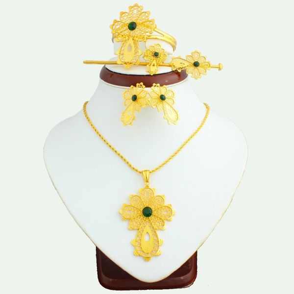earrings & necklace jh ethiopian women wedding green stone like cross jewelry set gold color fashion bride big flower brand accessories, Silver
earrings & necklace jh ethiopian women wedding green stone like cross jewelry set gold color fashion bride big flower brand accessories, Silver