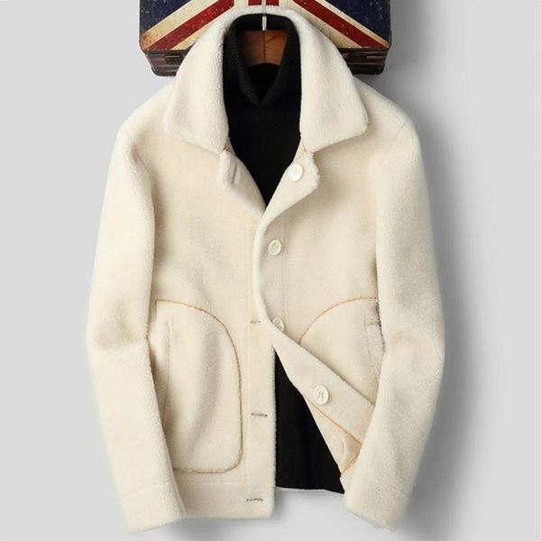 men's leather & faux shearling winter mens real fur jacket thick warm overcoat office man slim fit lamb wool outerwear coat, Black
men's leather & faux shearling winter mens real fur jacket thick warm overcoat office man slim fit lamb wool outerwear coat, Black