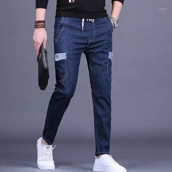 men's jeans summer thin men fashion baggy casual drawstring multiple pockets cargo pants, Blue
men's jeans summer thin men fashion baggy casual drawstring multiple pockets cargo pants, Blue