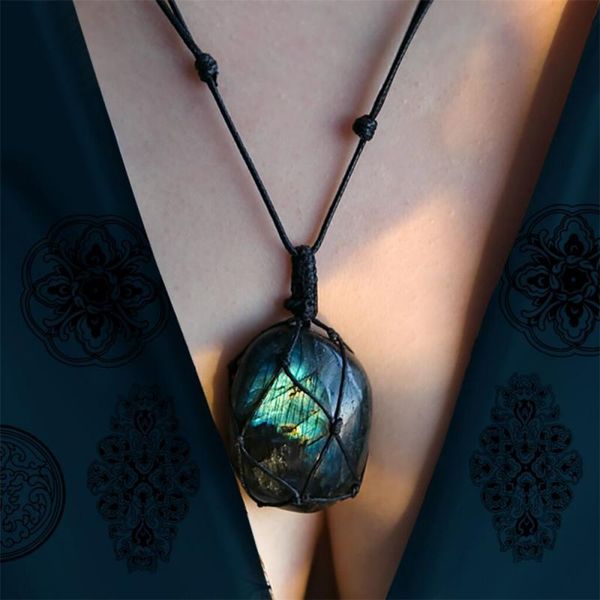 pendant necklaces labradorite necklace (adjustable rope) natural crystal stone moonstone rough hand-woven, Silver
pendant necklaces labradorite necklace (adjustable rope) natural crystal stone moonstone rough hand-woven, Silver