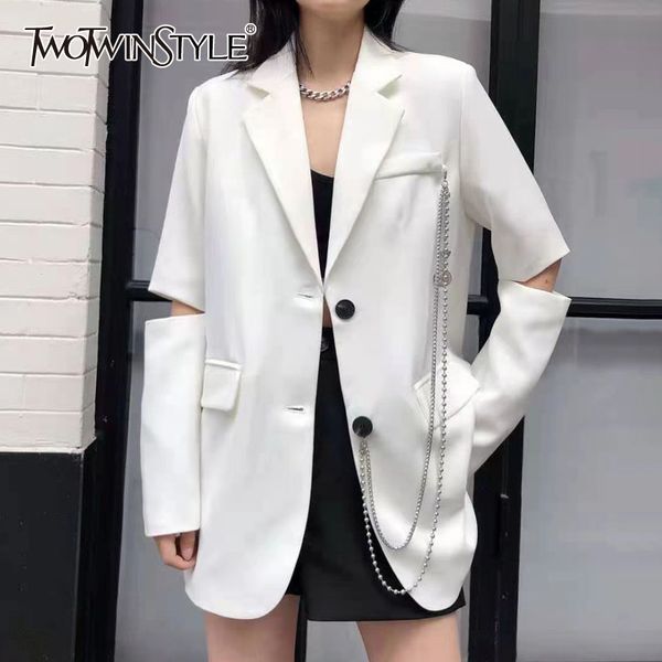 white casual patchwork chain blazer for women notched long sleeve hollow out korean blazers female spring tide 210428, White;black
white casual patchwork chain blazer for women notched long sleeve hollow out korean blazers female spring tide 210428, White;black