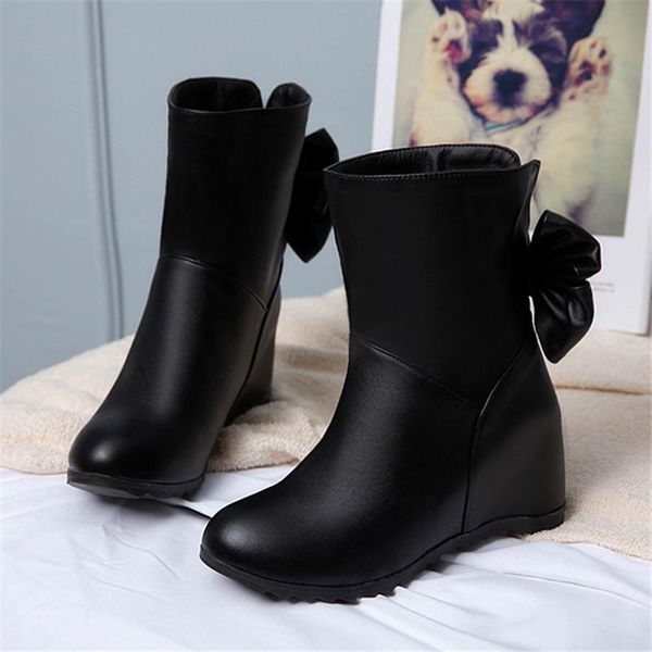 boots fall winter increas pu casual women ankle outdoor fashion bowknot roung toe thick bottom balck white shoes size 33-43, Black
boots fall winter increas pu casual women ankle outdoor fashion bowknot roung toe thick bottom balck white shoes size 33-43, Black